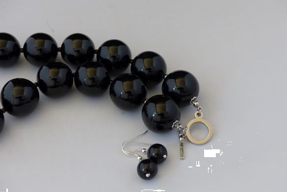 Grote foto grote onyx 24mm ketting oorhanger set sieraden tassen en uiterlijk kettingen