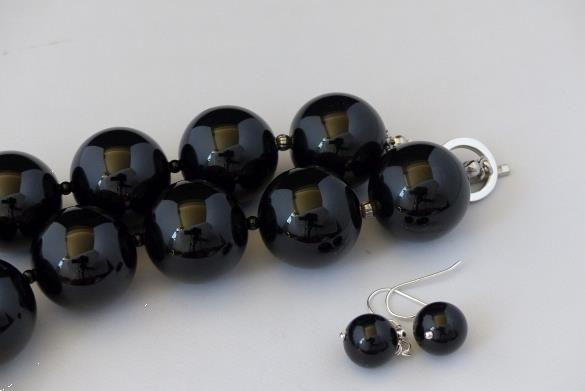 Grote foto grote onyx 24mm ketting oorhanger set sieraden tassen en uiterlijk kettingen