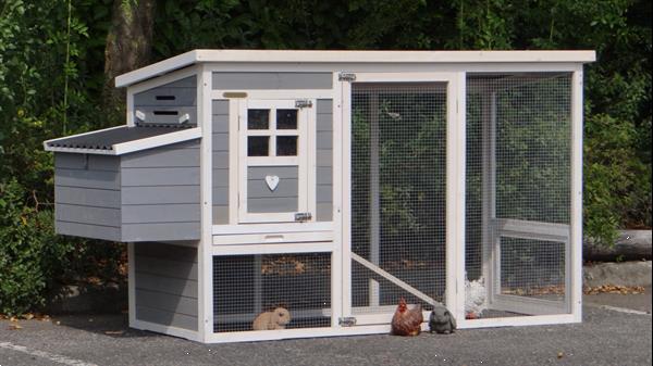 Grote foto konijnenhok julia white grey met kunststof dak dieren en toebehoren hokken en kooien