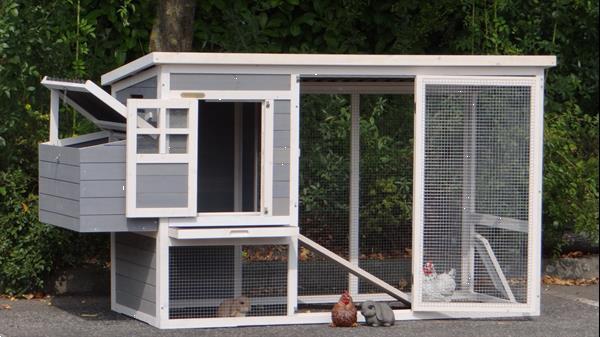 Grote foto konijnenhok julia white grey met kunststof dak dieren en toebehoren hokken en kooien