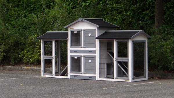 Grote foto konijnenhok double small met rechterren white grey dieren en toebehoren hokken en kooien