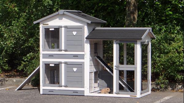 Grote foto konijnenhok double small met rechterren white grey dieren en toebehoren hokken en kooien