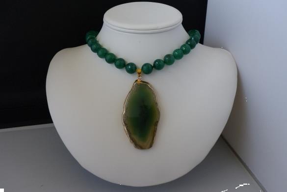 Grote foto groene agaat ketting oorhanger set sieraden tassen en uiterlijk kettingen