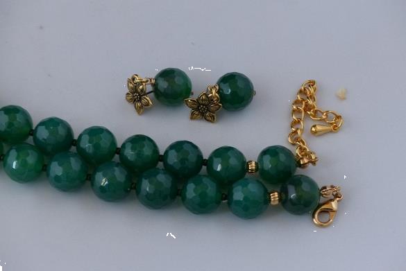 Grote foto groene agaat ketting oorhanger set sieraden tassen en uiterlijk kettingen