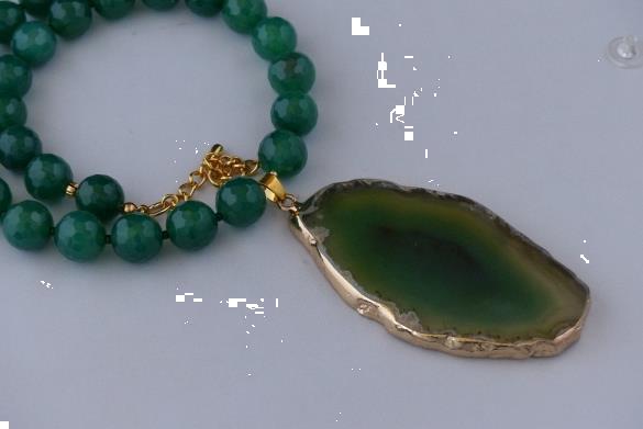 Grote foto groene agaat ketting oorhanger set sieraden tassen en uiterlijk kettingen