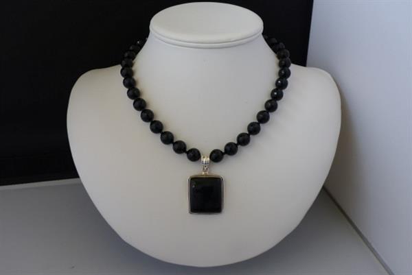 Grote foto gefacetteerde onyx ketting oorhanger set sieraden tassen en uiterlijk edelstenen en kralen