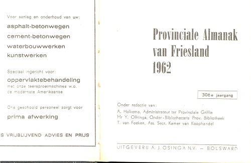 Grote foto provinciale almanak van friesland 1962 boeken overige boeken