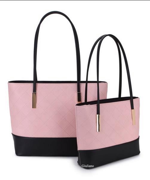 Grote foto roze zwarte shopper tas van het merk giuliano sieraden tassen en uiterlijk damestassen