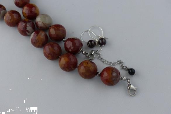 Grote foto morena jaspis 16 m ketting oorhanger set sieraden tassen en uiterlijk kettingen