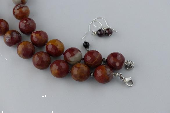 Grote foto morena jaspis 16 m ketting oorhanger set sieraden tassen en uiterlijk kettingen