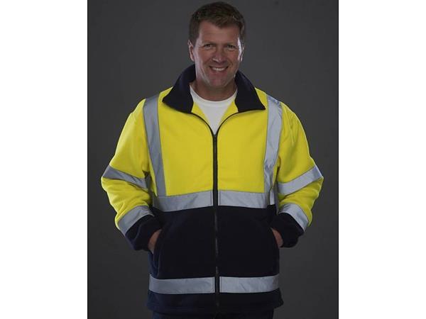 Grote foto veiligheids fleece jas met reflecterende strepen tuin en terras werkkleding