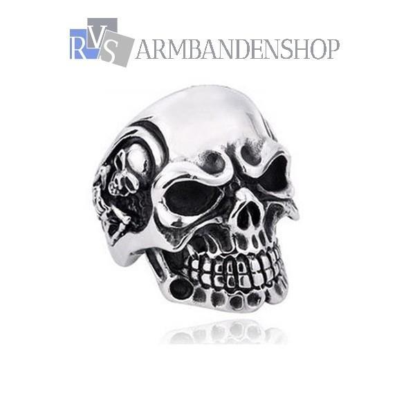 Grote foto div rvs skull biker harley doodskop ringen sieraden tassen en uiterlijk ringen voor hem