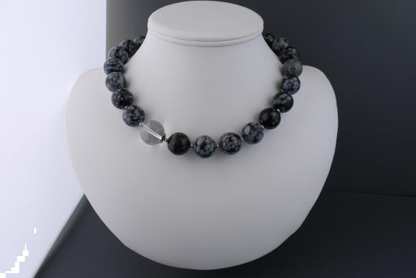 Grote foto sneeuwvlok obsidiaan ketting oorhanger set sieraden tassen en uiterlijk kettingen