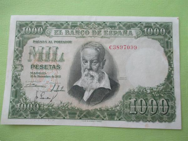 Grote foto spanje 1000 pesetas 1951 sorolla vf postzegels en munten niet eurobiljetten