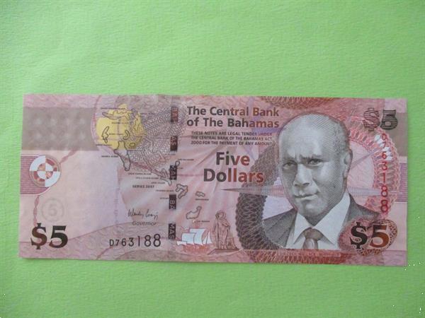 Grote foto bahamas 5 dollars 2007 unc 072 postzegels en munten amerika