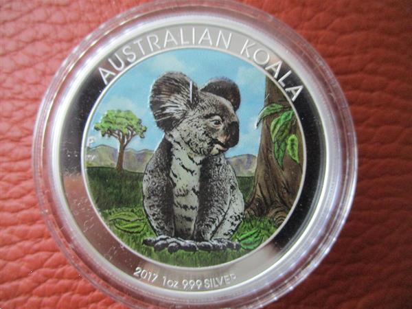 Grote foto australie koala 2017 gekleurd 1 oz zilver postzegels en munten oceani