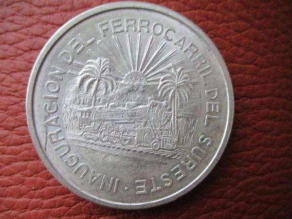 Grote foto mexico 5 pesos 1950 opening southeastern railroad postzegels en munten amerika