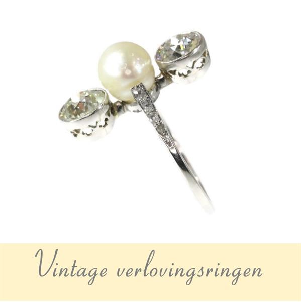 Grote foto trendy vintage verlovingsring met parel en diamant sieraden tassen en uiterlijk ringen voor haar