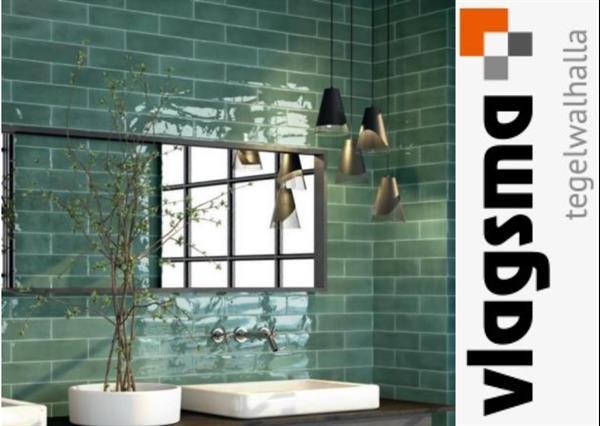 Grote foto groene wandtegels 7 5x30 steensverband cifre doe het zelf en verbouw tegels