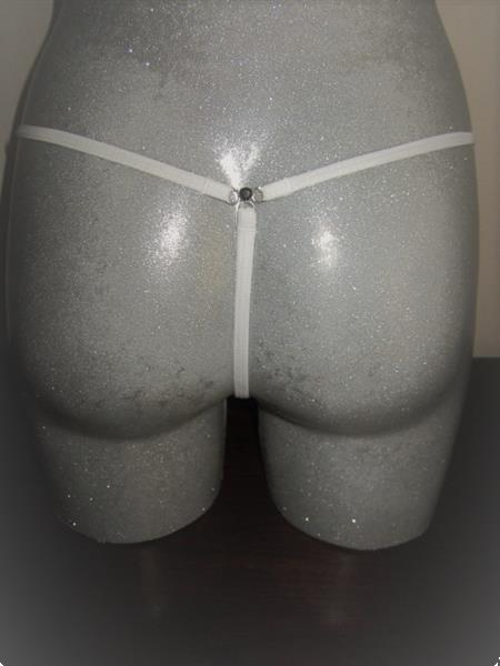 Grote foto witte string met zwarte strass steentjes kleding dames ondergoed en lingerie