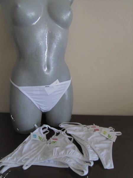 Grote foto witte string met zwarte strass steentjes kleding dames ondergoed en lingerie