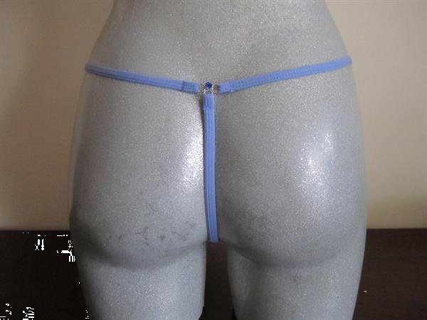 Grote foto hemelsblauwe string met blauwe strass s m l kleding dames ondergoed en lingerie