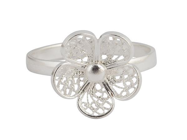 Grote foto zilveren filigrain ring uit peru met bloemetje sieraden tassen en uiterlijk ringen voor haar