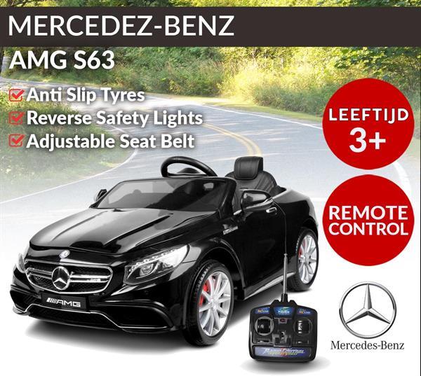 Grote foto mercedes s63 amg zwart metallic 12v leder kinderen en baby los speelgoed