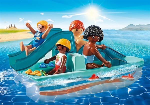 Grote foto playmobil family fun 9424 waterfiets met glijbaan kinderen en baby duplo en lego