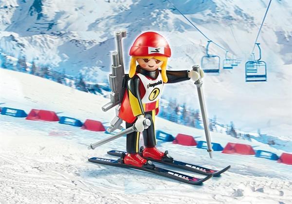 Grote foto playmobil family fun 9287 biatlete kinderen en baby duplo en lego