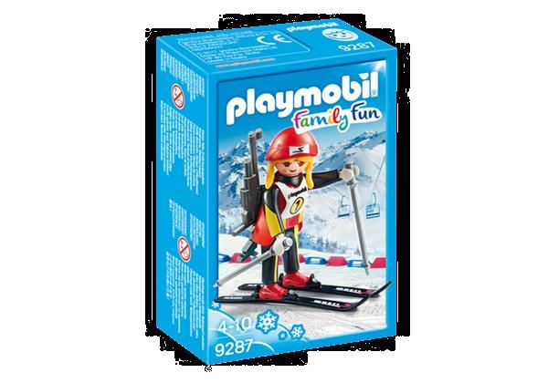 Grote foto playmobil family fun 9287 biatlete kinderen en baby duplo en lego