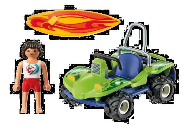 Grote foto playmobil family fun 6982 surfer met strandbuggy kinderen en baby duplo en lego