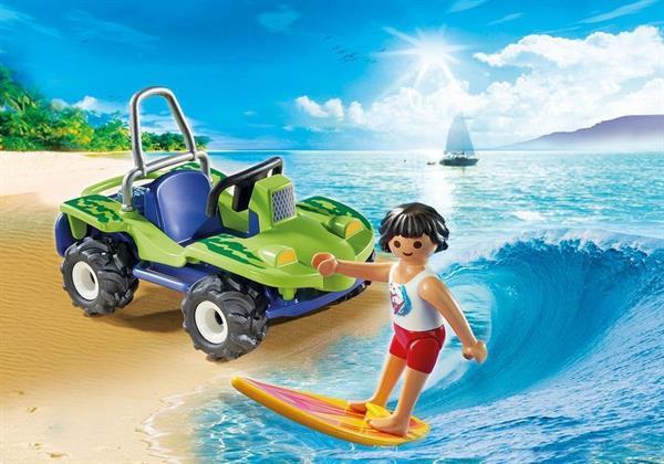 Grote foto playmobil family fun 6982 surfer met strandbuggy kinderen en baby duplo en lego