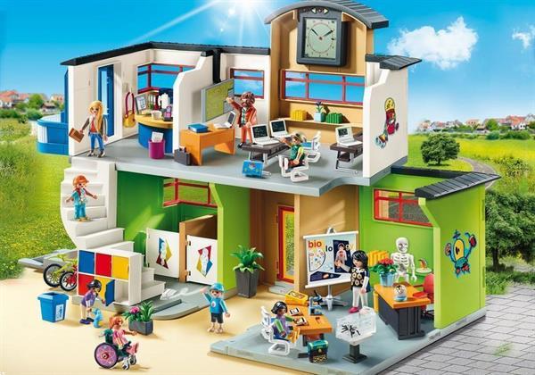 Grote foto playmobil city life 9453 ingerichte school kinderen en baby duplo en lego