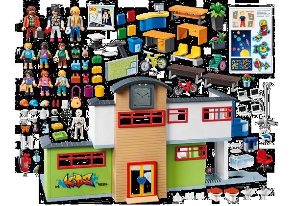 Grote foto playmobil city life 9453 ingerichte school kinderen en baby duplo en lego