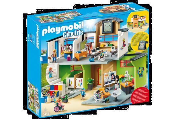 Grote foto playmobil city life 9453 ingerichte school kinderen en baby duplo en lego