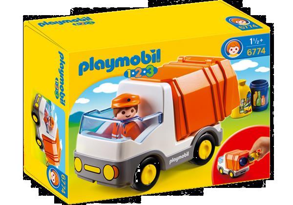 Grote foto playmobil 1.2.3 6774 vuilniswagen kinderen en baby duplo en lego