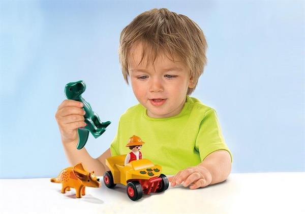 Grote foto playmobil 1.2.3 9120 dino onderzoeker met quad kinderen en baby duplo en lego