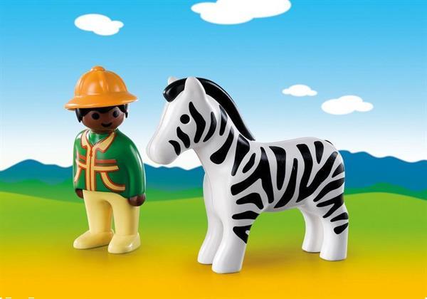 Grote foto playmobil 1.2.3 9257 verzorger met zebra kinderen en baby duplo en lego