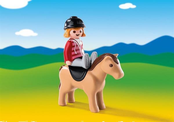 Grote foto playmobil 1.2.3 6973 ruiter met paard kinderen en baby duplo en lego