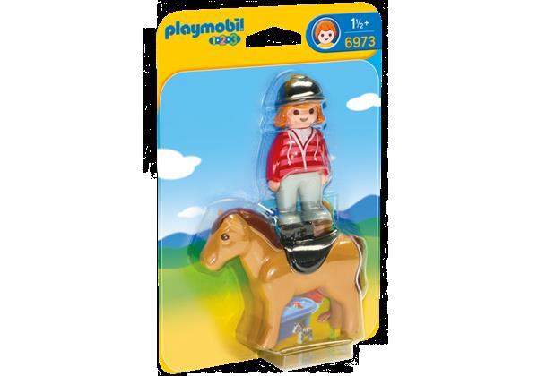 Grote foto playmobil 1.2.3 6973 ruiter met paard kinderen en baby duplo en lego