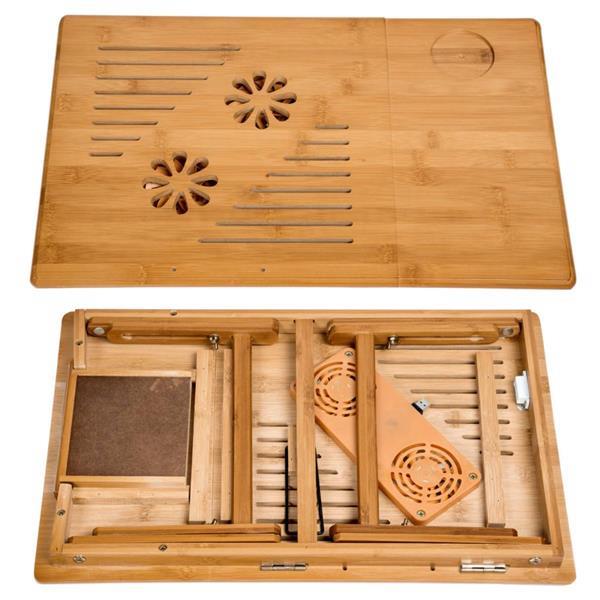 Grote foto laptoptafel met usb koeling bamboehout 55x35x26cm huis en inrichting eettafels
