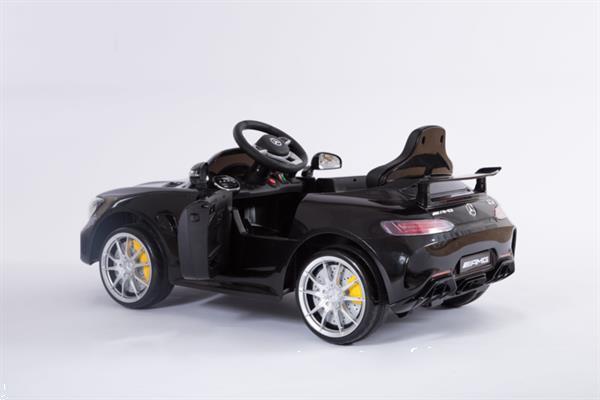 Grote foto mercedes gtr metallic zwart 12v leder rc rubberbanden kinderen en baby los speelgoed