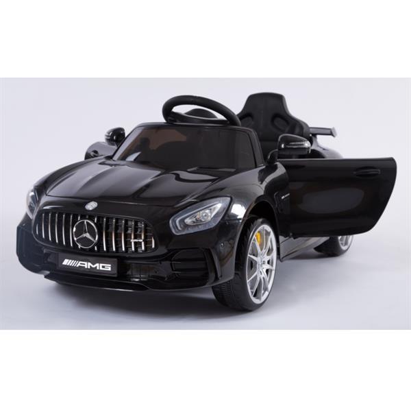 Grote foto mercedes gtr metallic zwart 12v leder rc rubberbanden kinderen en baby los speelgoed