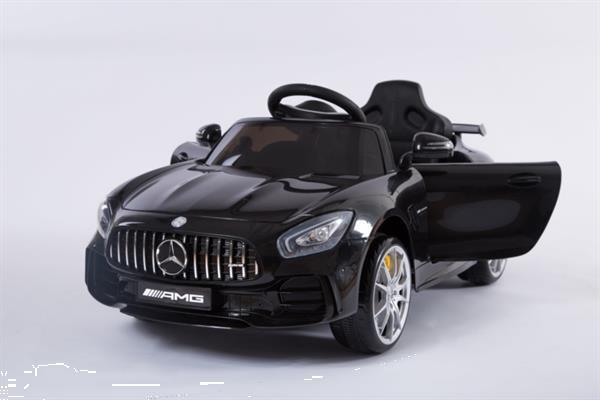 Grote foto mercedes gtr metallic zwart 12v leder rc rubberbanden kinderen en baby los speelgoed