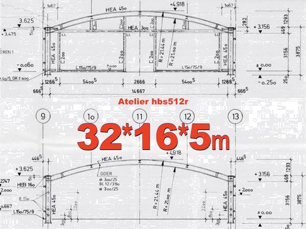 Grote foto bedrijfshalle 32x16x5m atelier met gebogen dak bedrijfspanden opslagruimte te koop