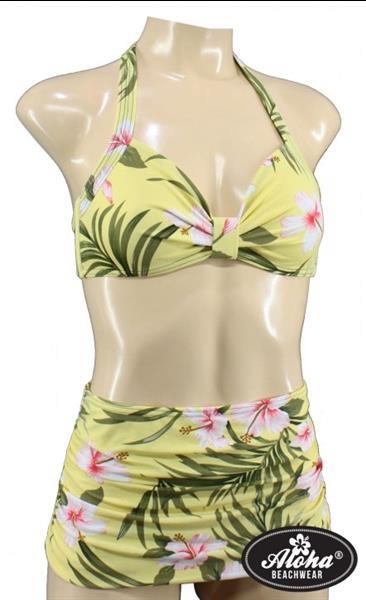 Grote foto aloha beachwear 50 bikini yellow hawaiien hibiscus in sma kleding dames badmode en zwemkleding