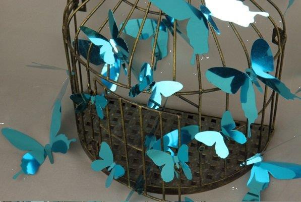Grote foto 3d vlinders spiegel effect paars blauw of groen huis en inrichting woningdecoratie