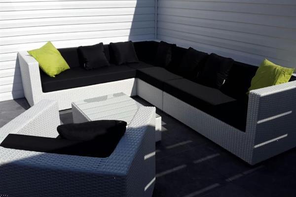 Grote foto strak design loungeset hoekbank wit wicker nieuw. tuin en terras tuinmeubelen