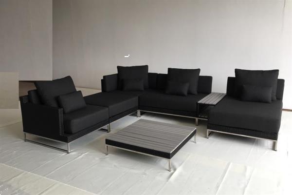 Grote foto design loungebank zwart met rvs onderstel . tuin en terras tuinmeubelen